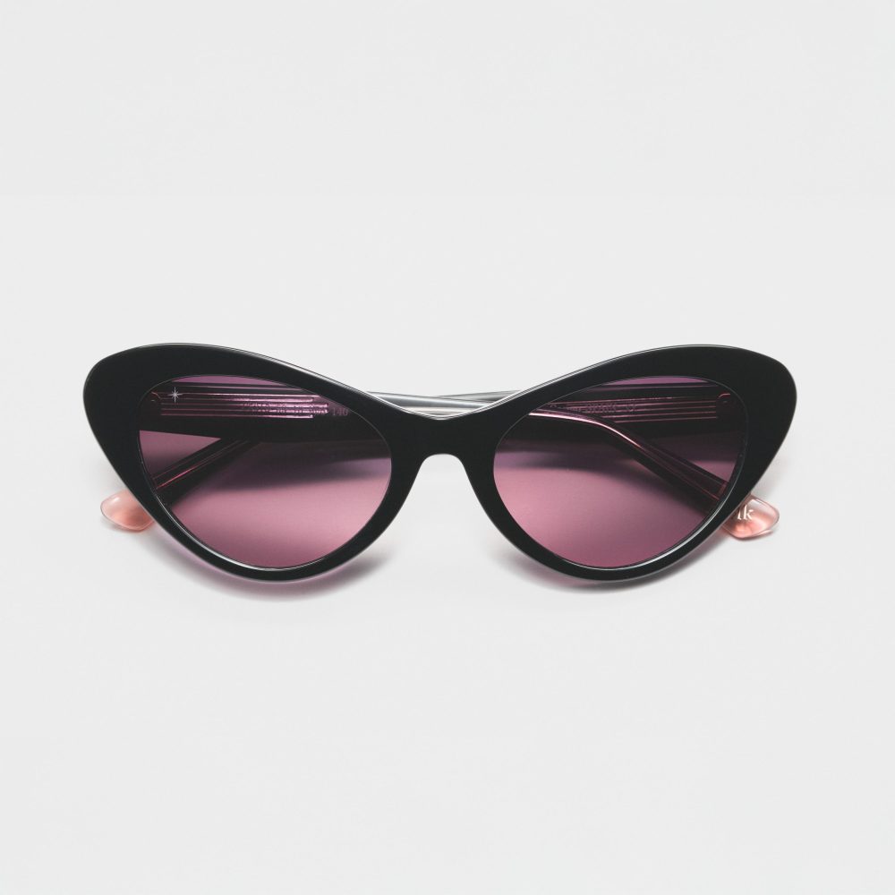 Kurko VEGA C5319 black cat-eye sunglasses with polarized fuchsia lenses